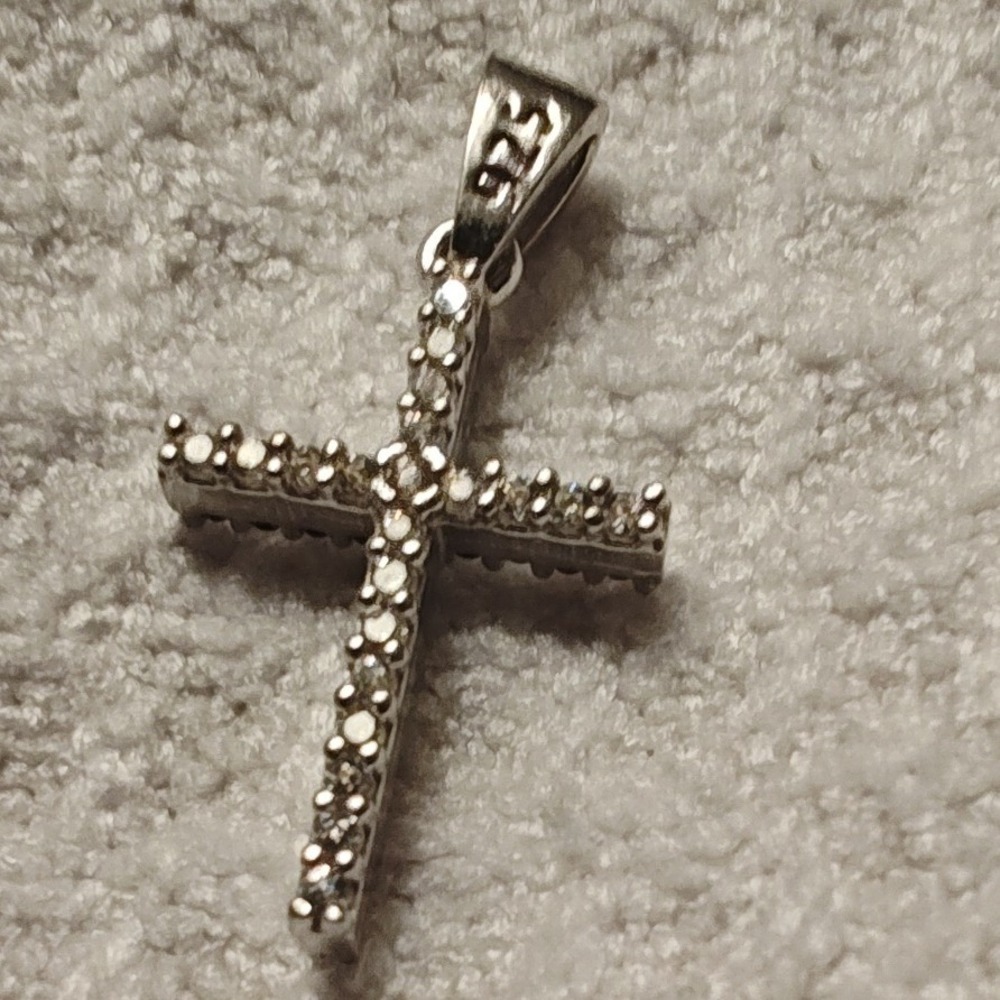 Cross Pendant Silver Reversible Moissanite Black White 925 Sterling Silver